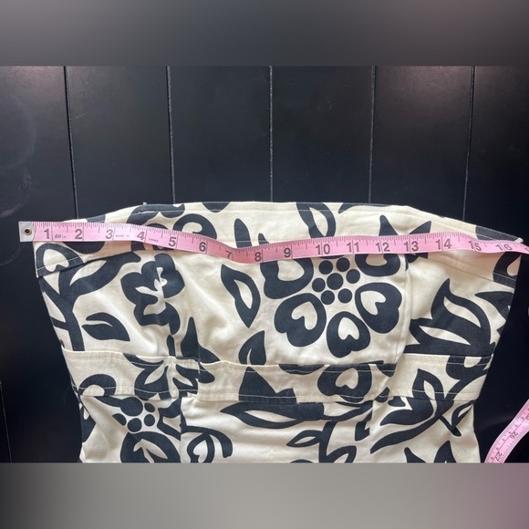 Vintage Y2K B. Smart Black and Cream Floral Strapless A-Line Dress size 11/12π - Picture 7 of 13